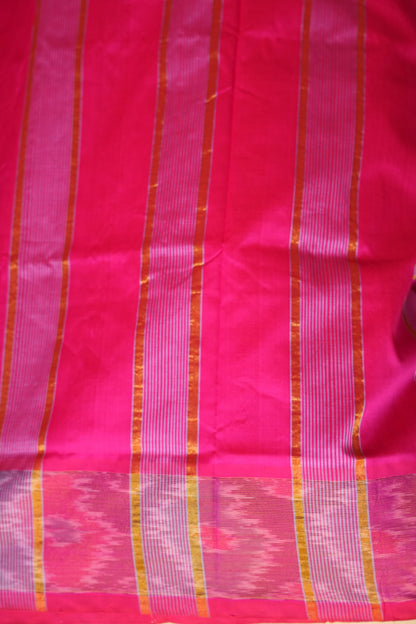 Ikkat Cotton Silk Saree - Lavender and Pink