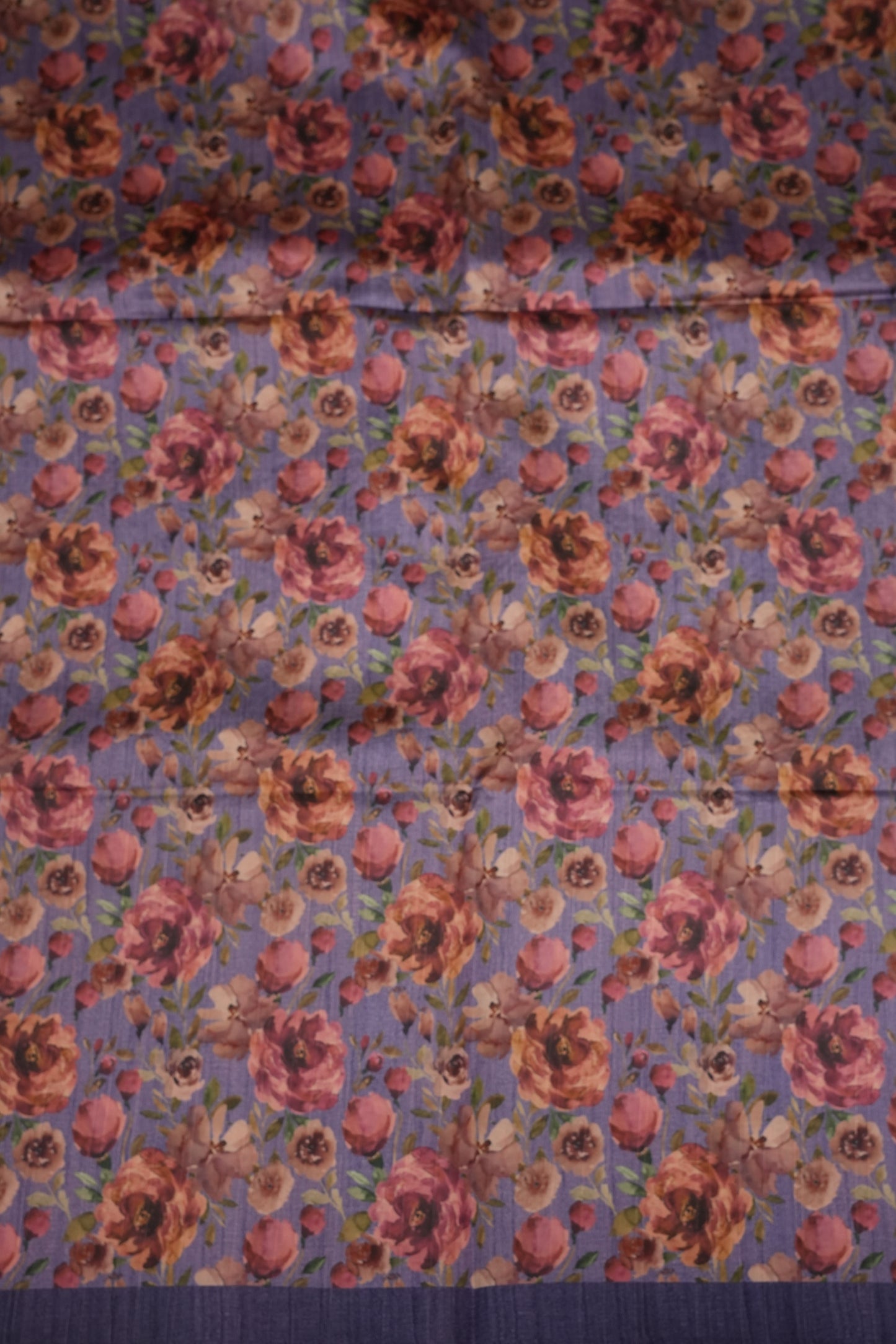 Semi Raw Silk Saree with Embroidered Body & Floral Border – Lavender Grey