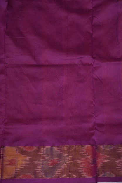 Ikkat Cotton Silk Saree - Yellow and Deep Purple