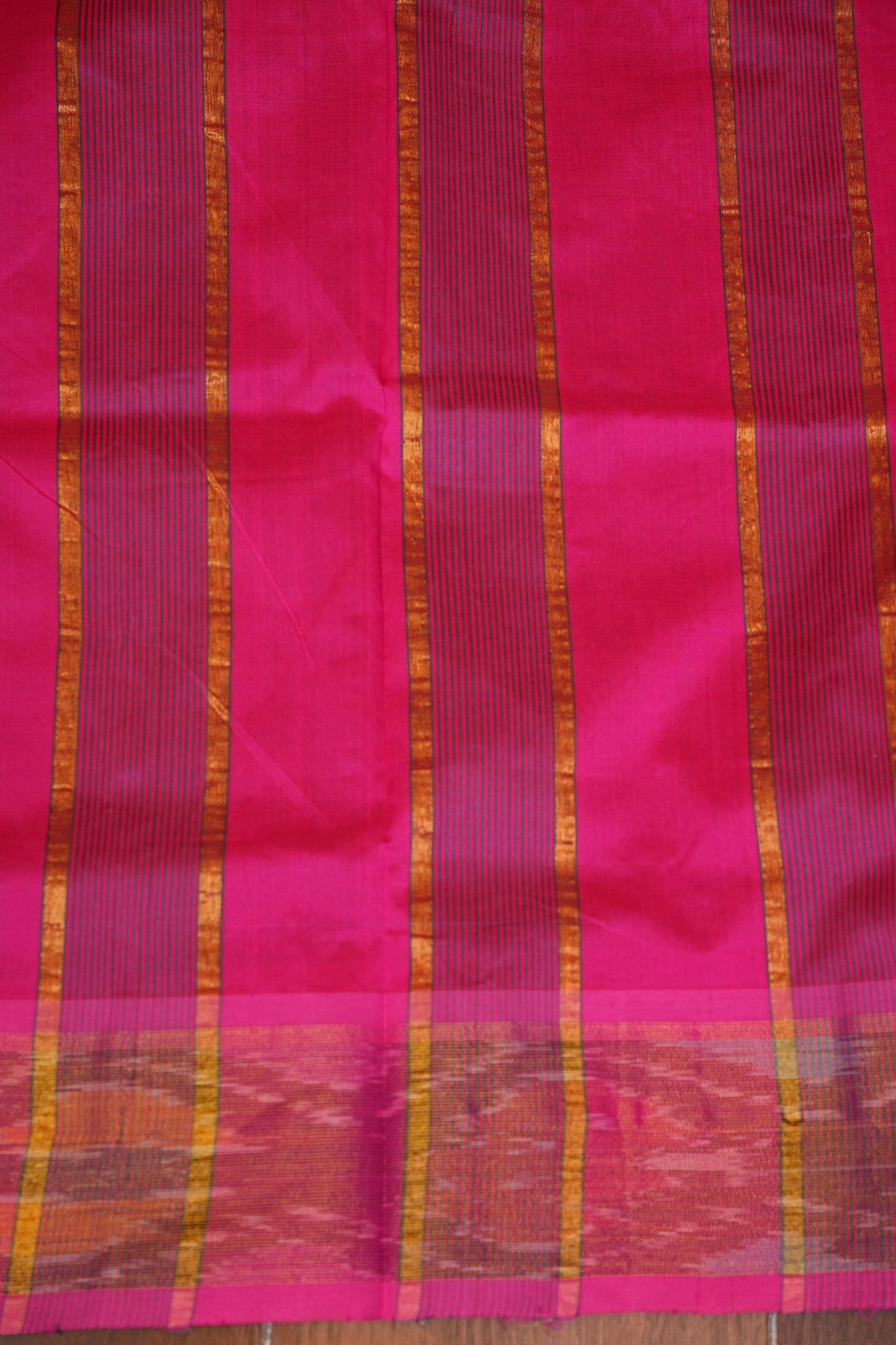 Ikkat Cotton Silk Saree - Grey and Pink