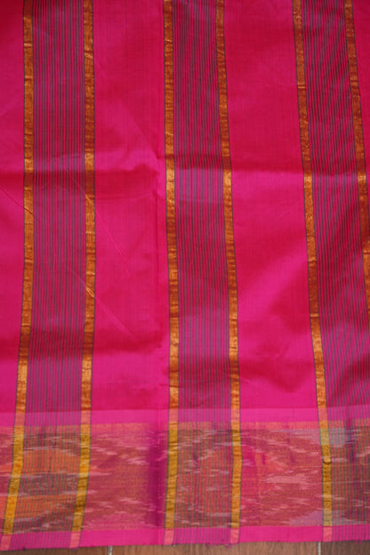 Ikkat Cotton Silk Saree - Grey and Pink