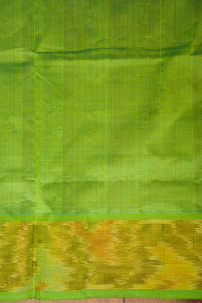 Ikkat Cotton Silk Saree - Magenta and Lime Green