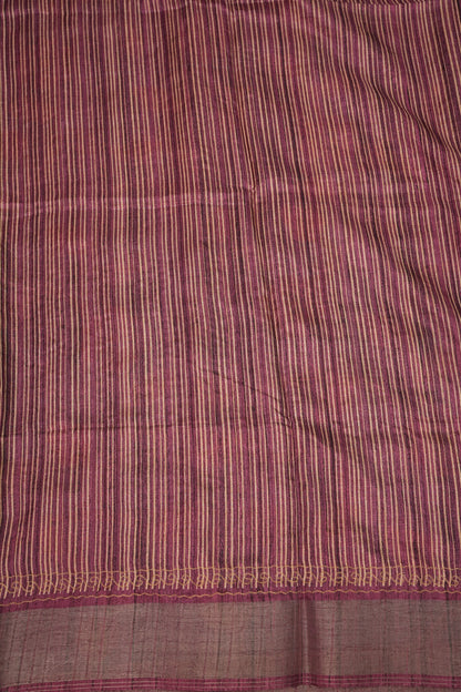 Semi Tussar Raw Silk Saree with Embroidered Floral Body & Contrast Border – Teal Blue & Wine