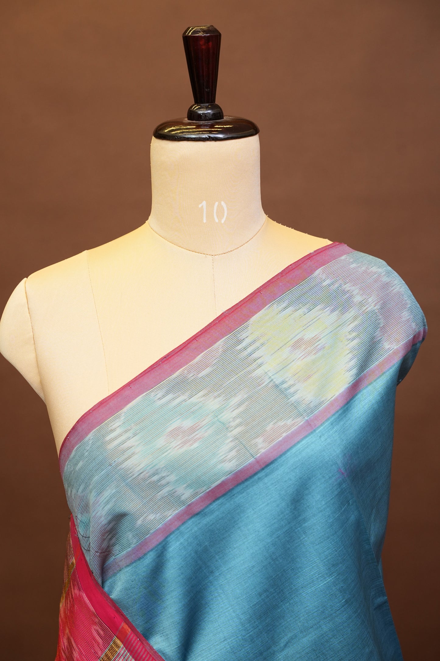 Ikkat Cotton Silk Saree - Sky Blue and Pink