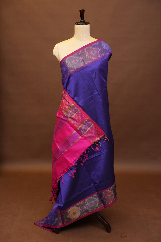 Ikkat Cotton Silk Saree - Purple and Pink