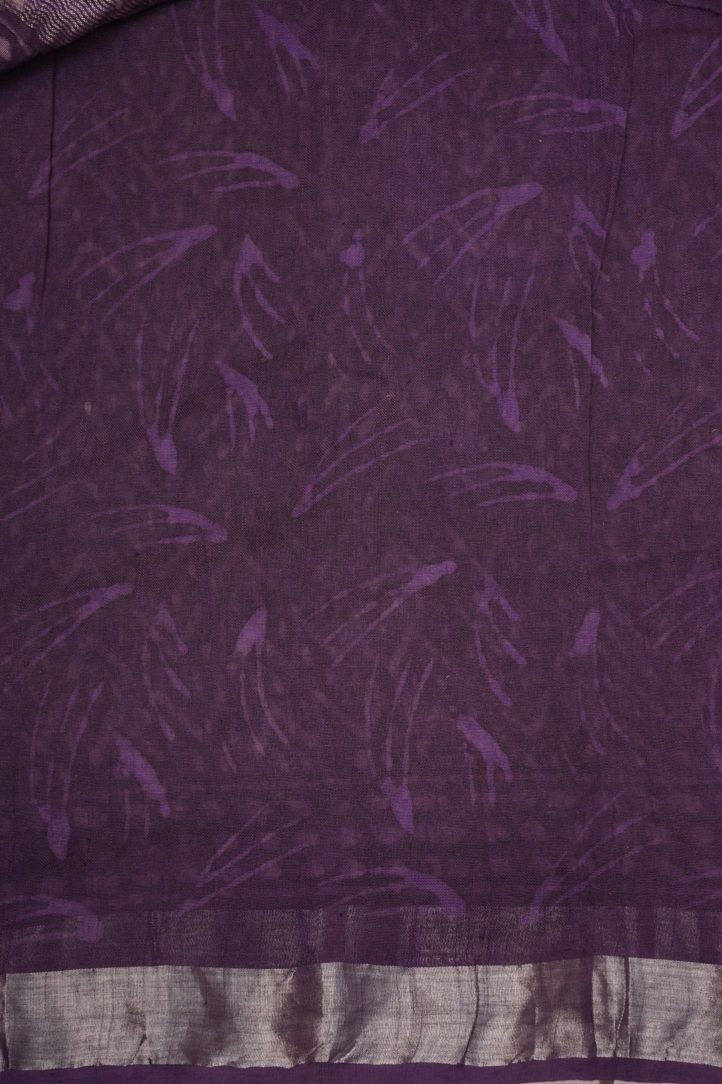 Handcrafted Purple Dabu Print Linen Cotton Saree with Traditional Block Print Patterns