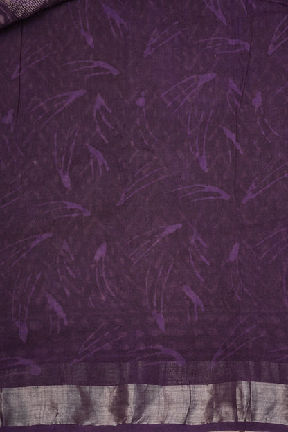 Handcrafted Purple Dabu Print Linen Cotton Saree with Traditional Block Print Patterns