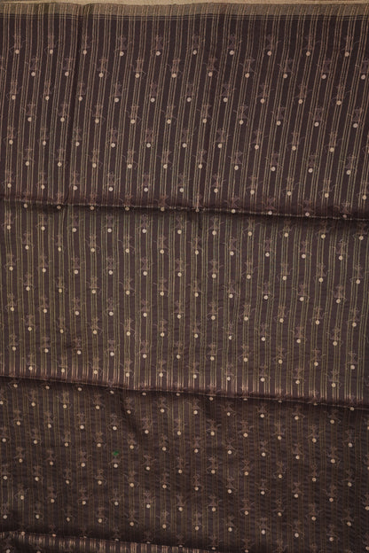 Semi Raw Silk Saree with Warli Digital Prints – Powder Blue & Chocolate Brown