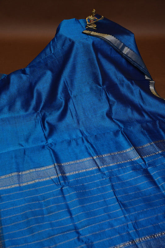 Mangalagiri Silk Cotton Saree - Peacock Blue