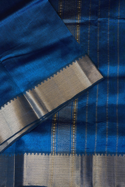 Mangalagiri Silk Cotton Saree - Peacock Blue