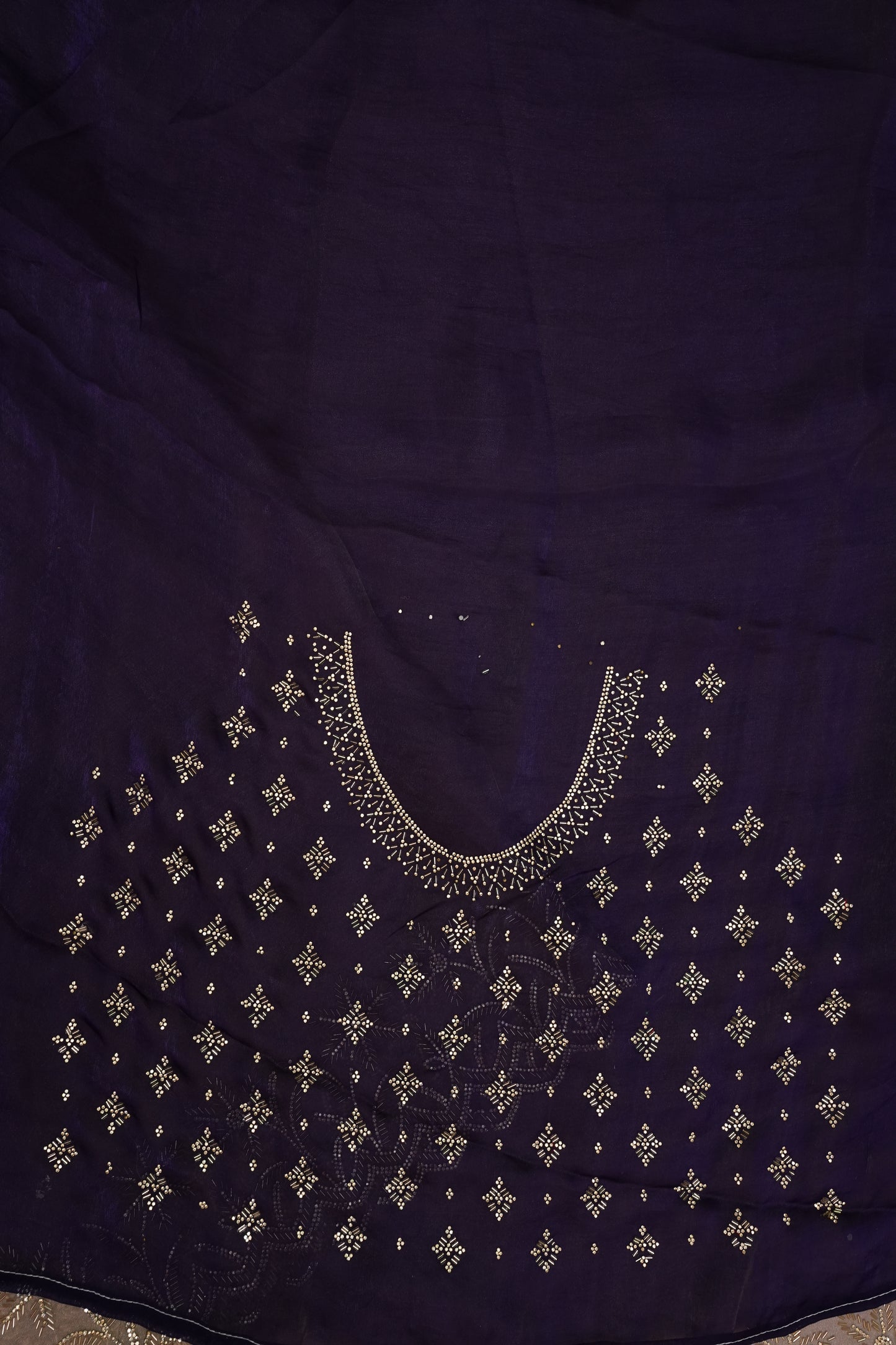 Party Wear Glass Tissue Saree with Embroidered Border & Designer Blouse – Lavender Purple