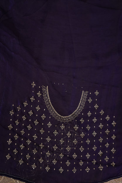Party Wear Glass Tissue Saree with Embroidered Border & Designer Blouse – Lavender Purple