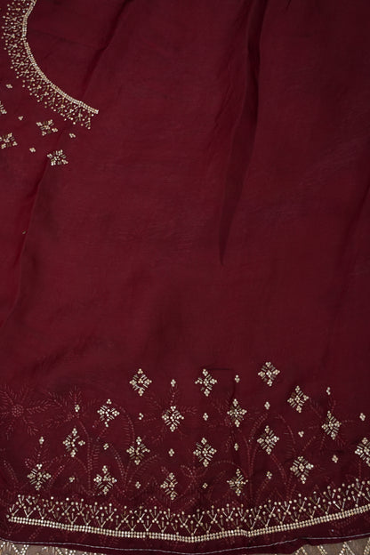 Party Wear Glass Tissue Saree with Embroidered Border & Designer Blouse – Peach