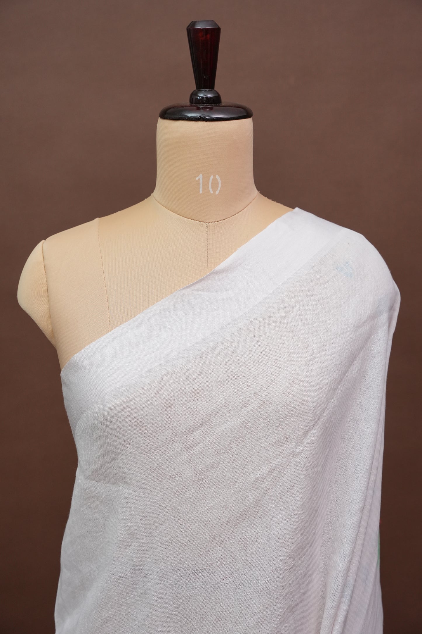 Elegant White Floral Painted Linen Cotton Saree