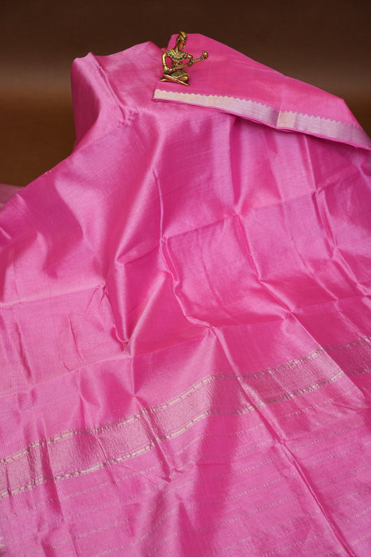 Mangalagiri Silk Cotton Saree - Candy Pink