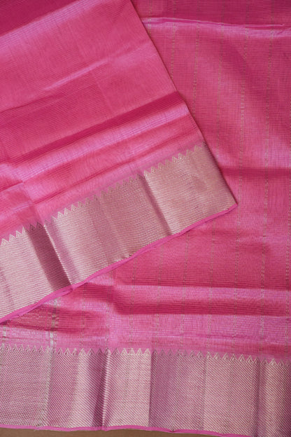 Mangalagiri Silk Cotton Saree - Candy Pink