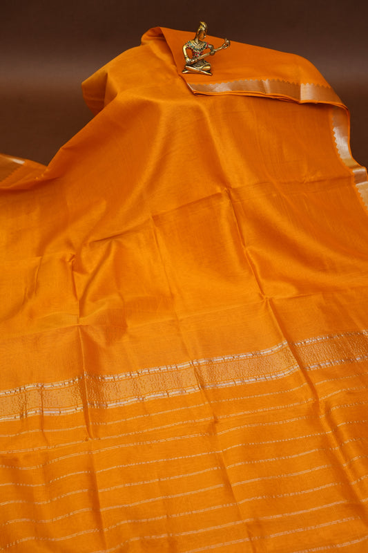 Mangalagiri Silk Cotton Saree - Mustard Yellow