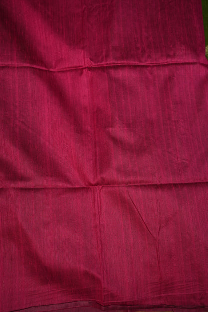 Semi Raw Silk Saree with Temple Border – Olive Green & Rani Pink