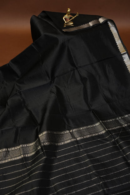 Mangalagiri Silk Cotton Saree - Classic Black