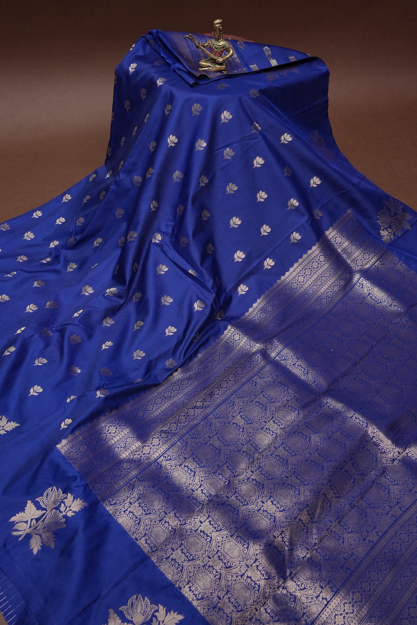 Royal Blue Semi Silk Saree with Turning Border & Rich Brocade Pallu-Silk Mark Certified.