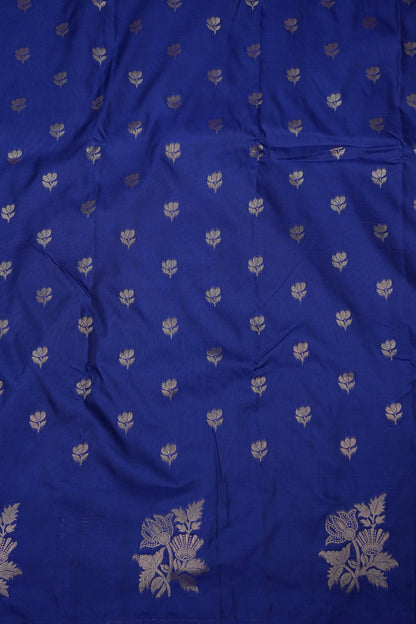 Royal Blue Semi Silk Saree with Turning Border & Rich Brocade Pallu-Silk Mark Certified.