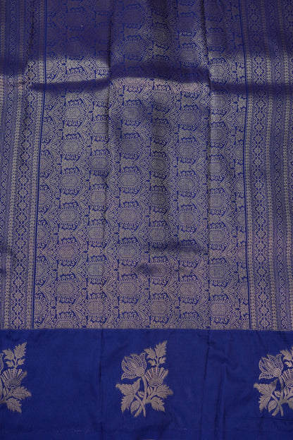 Royal Blue Semi Silk Saree with Turning Border & Rich Brocade Pallu-Silk Mark Certified.