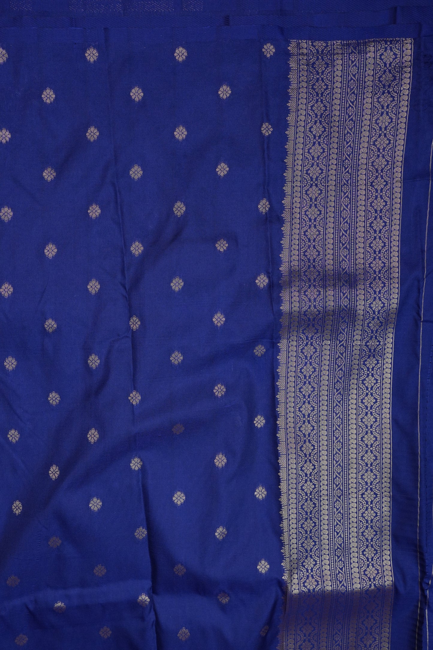 Royal Blue Semi Silk Saree with Turning Border & Rich Brocade Pallu-Silk Mark Certified.