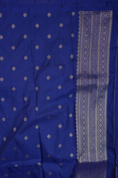 Royal Blue Semi Silk Saree with Turning Border & Rich Brocade Pallu-Silk Mark Certified.
