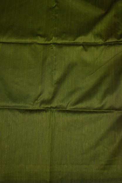 Semi Raw Silk Saree with Temple Border – Rani Pink & Olive Green