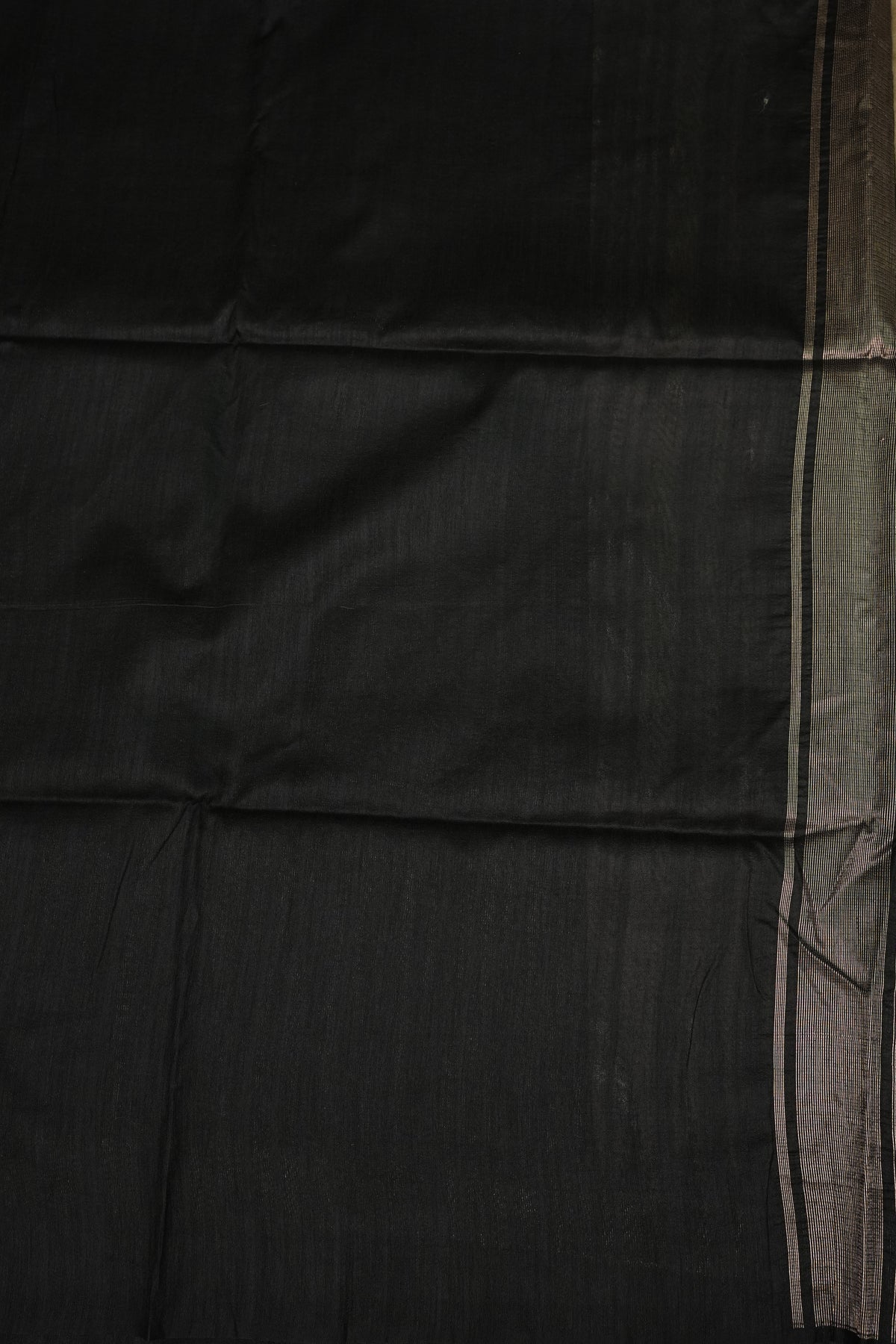 Semi Raw Silk Saree with Temple Border – Ivory & Black