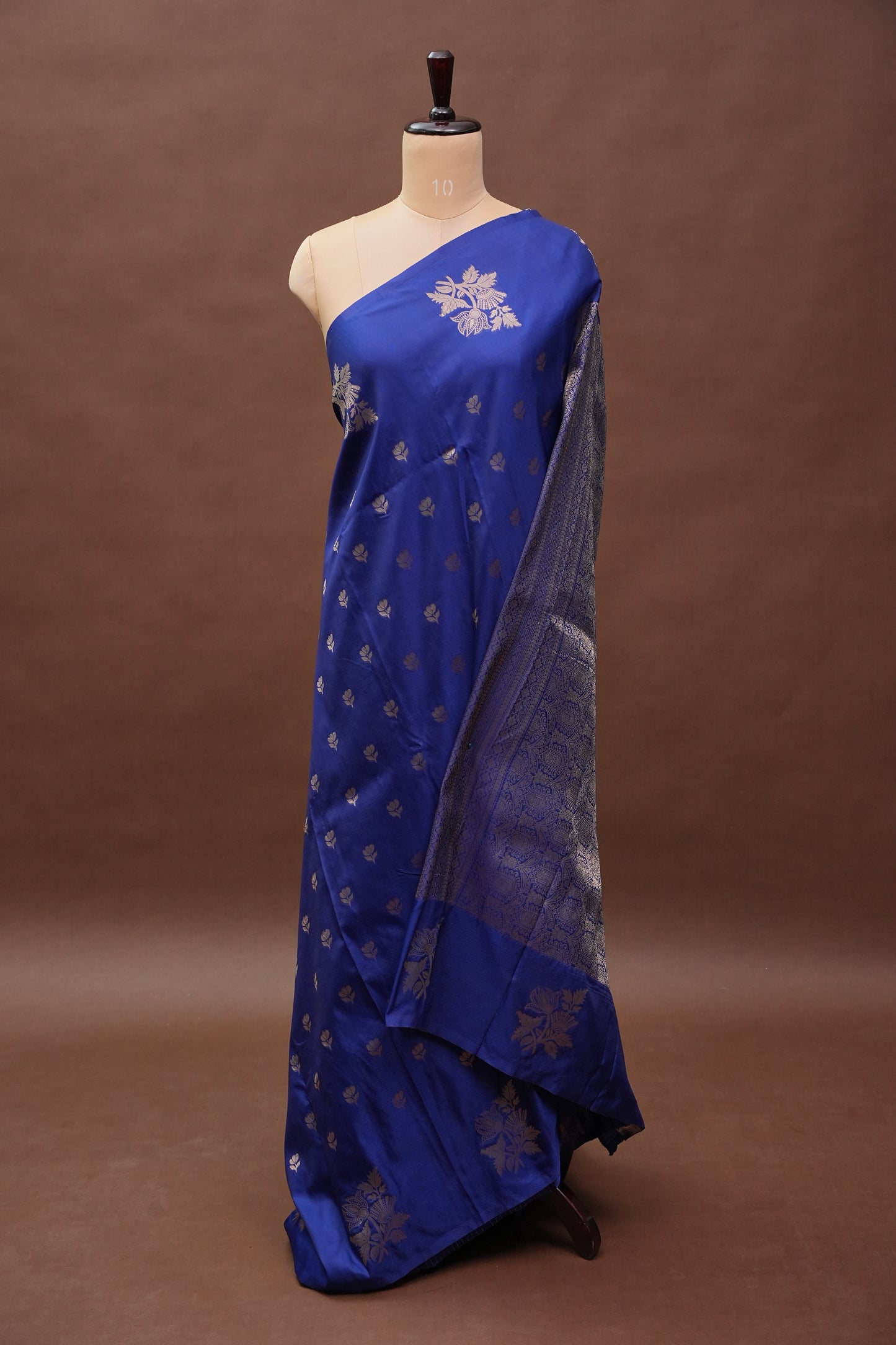 Royal Blue Semi Silk Saree with Turning Border & Rich Brocade Pallu-Silk Mark Certified.