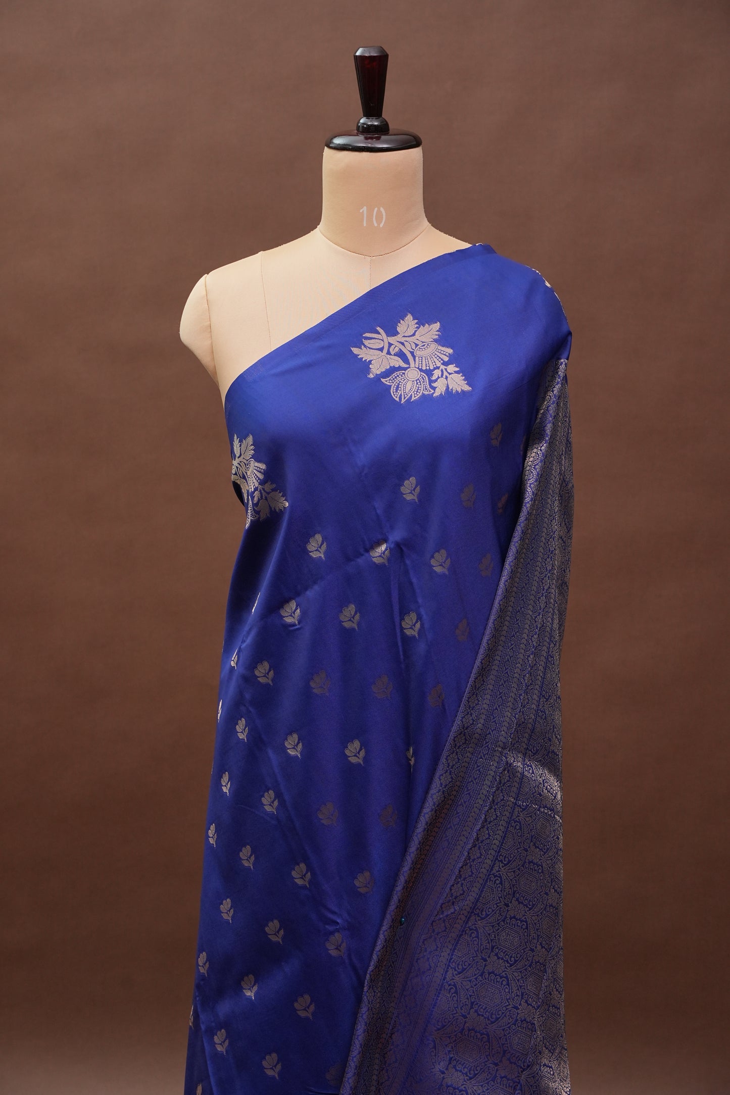 Royal Blue Semi Silk Saree with Turning Border & Rich Brocade Pallu-Silk Mark Certified.