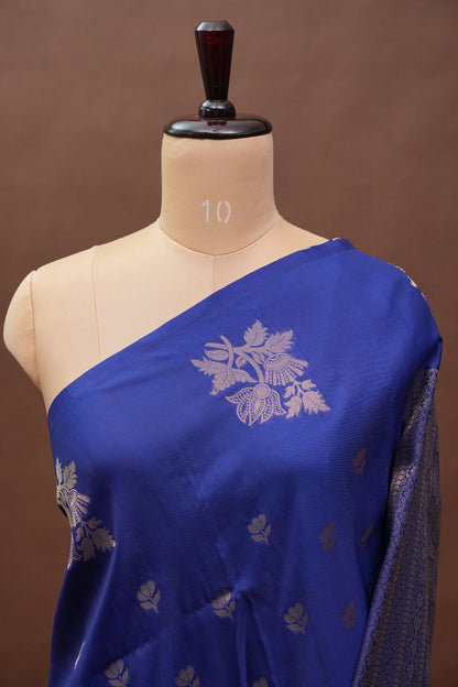 Royal Blue Semi Silk Saree with Turning Border & Rich Brocade Pallu-Silk Mark Certified.