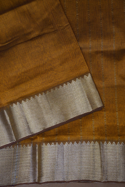 Mangalagiri Silk Cotton Saree - Burnt Mustard