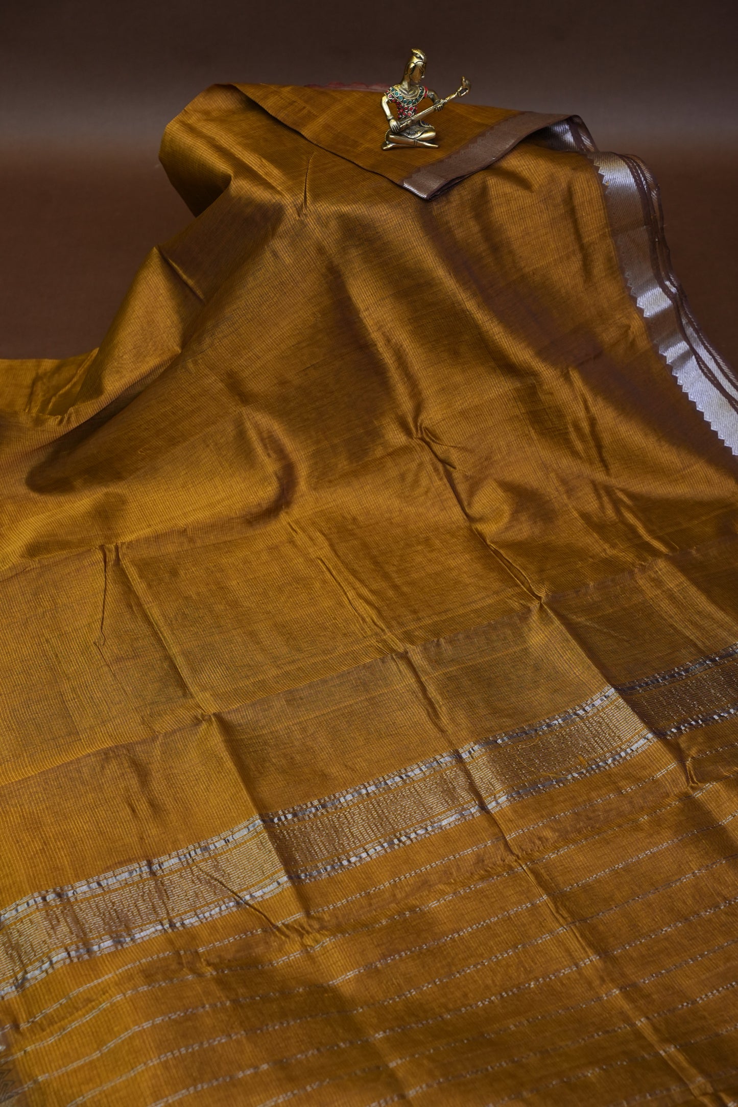 Mangalagiri Silk Cotton Saree - Burnt Mustard