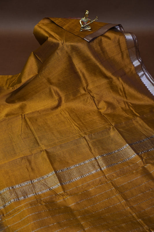 Mangalagiri Silk Cotton Saree - Burnt Mustard