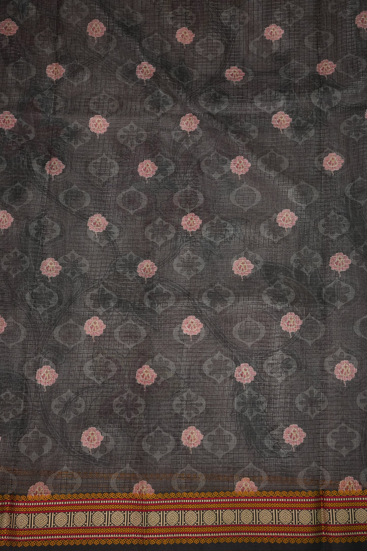 Silk Kota Saree with Sambalpuri Concept Border & Floral Print – Ivory & Black