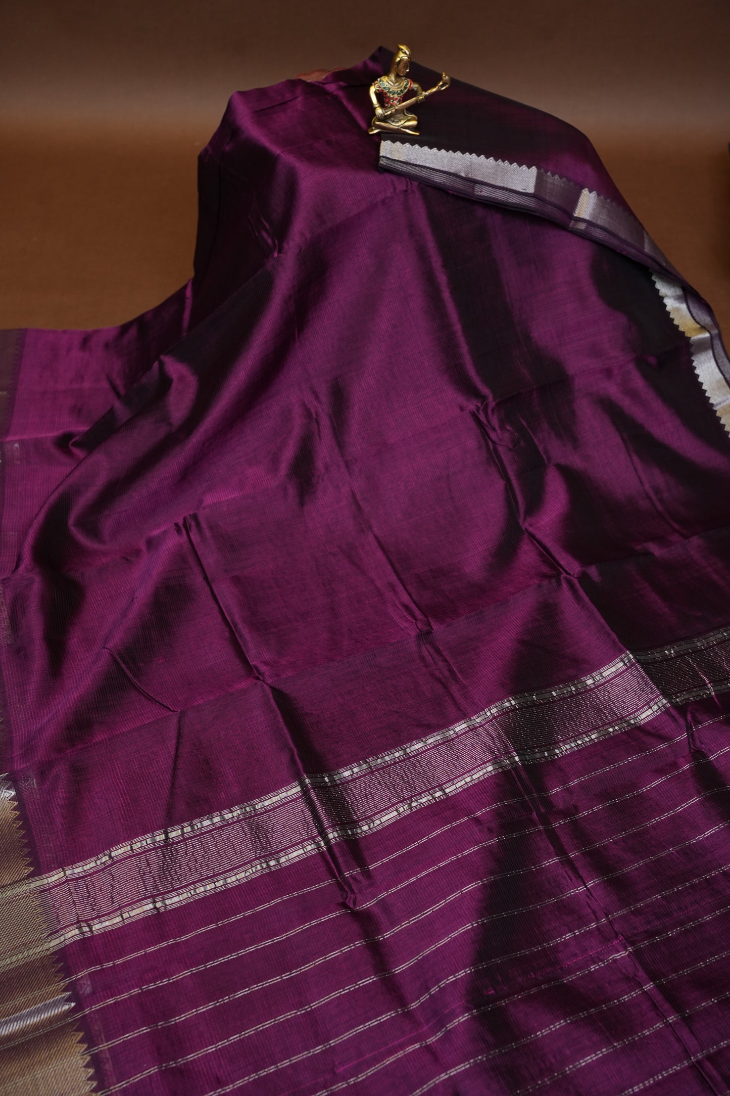 Mangalagiri Silk Cotton Saree - Rich Plum