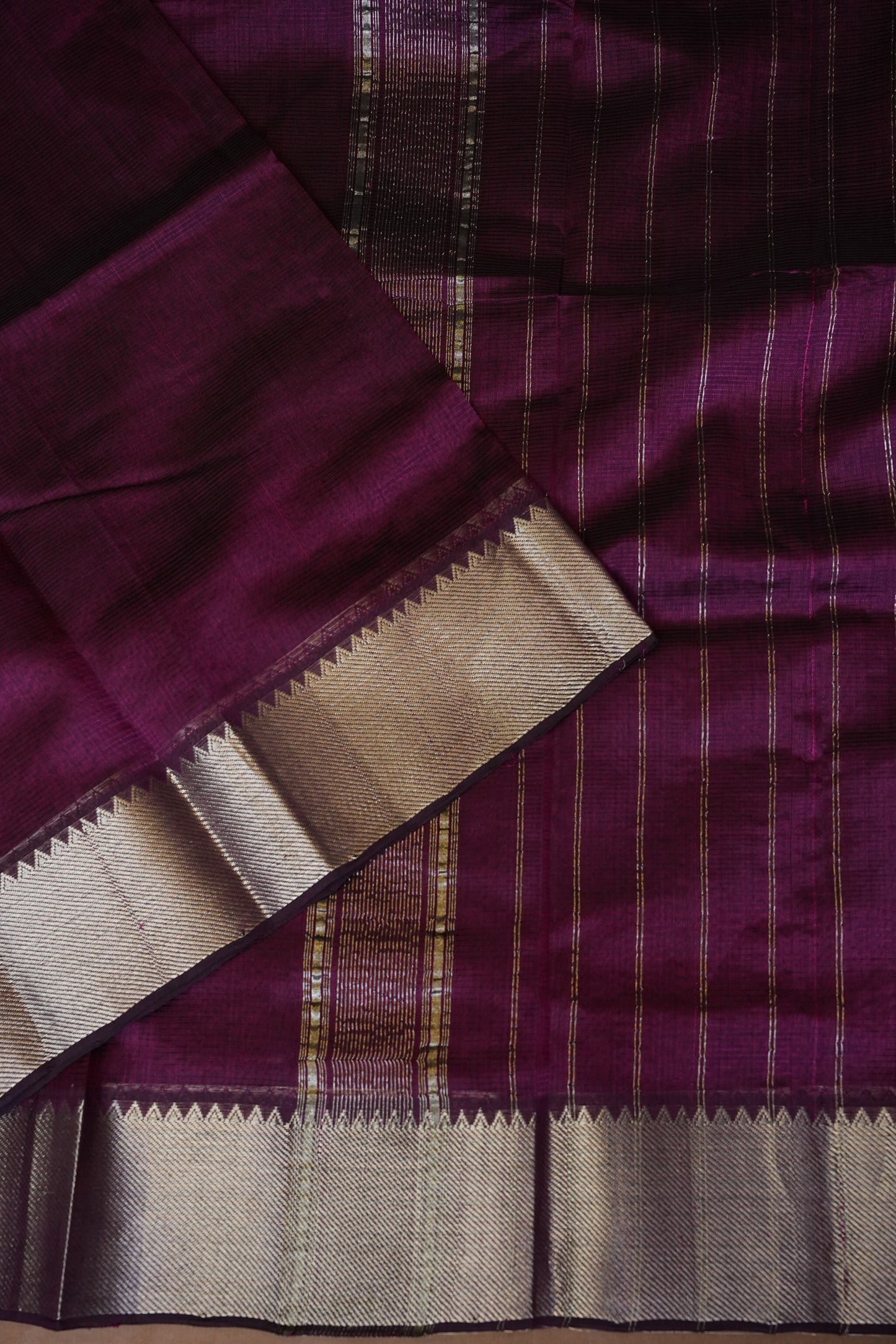 Mangalagiri Silk Cotton Saree - Rich Plum