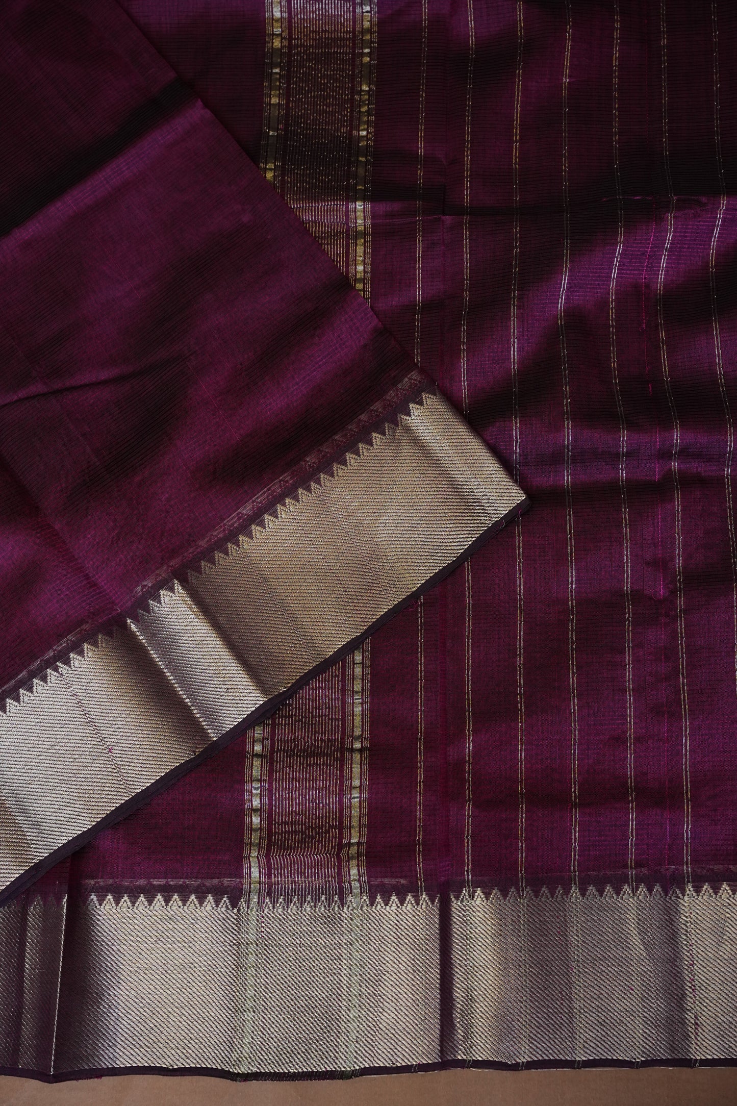 Mangalagiri Silk Cotton Saree - Rich Plum