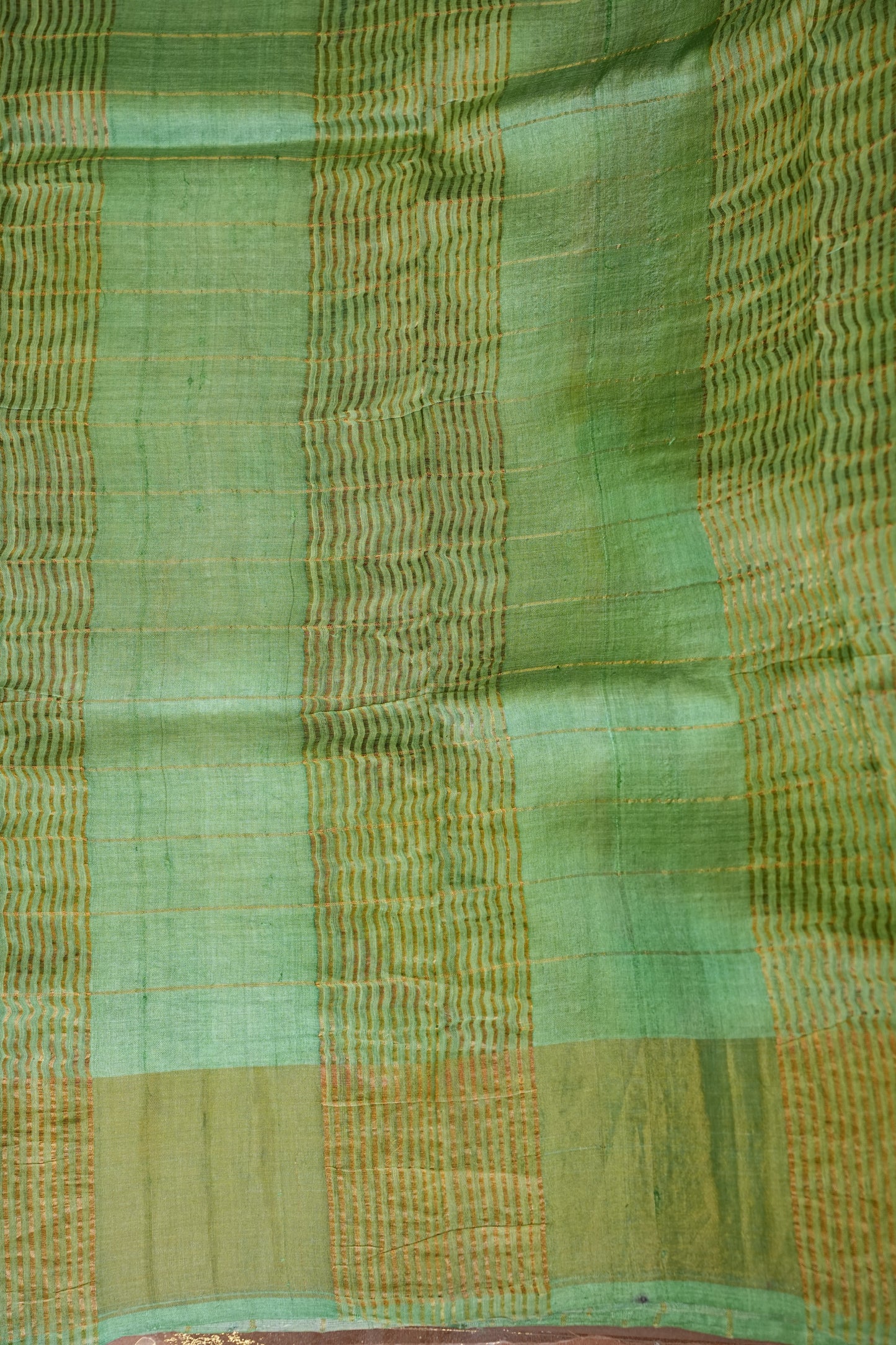 Pure Tussar Silk Saree with Handpainted Blouse-Sea Green|Silk Mark Certified