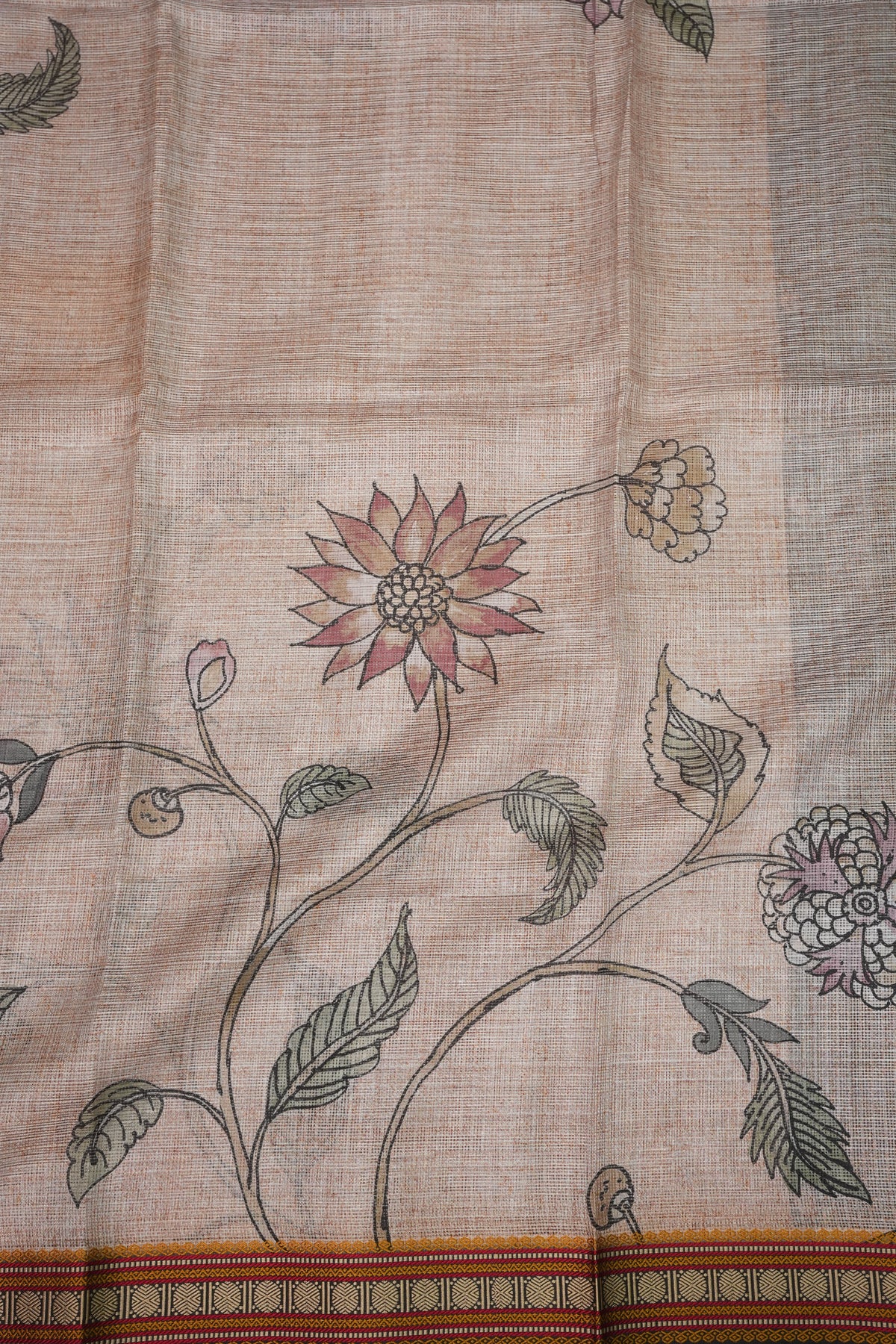 Silk Kota Saree with Sambalpuri Concept Border & Floral Print – Ivory & Black