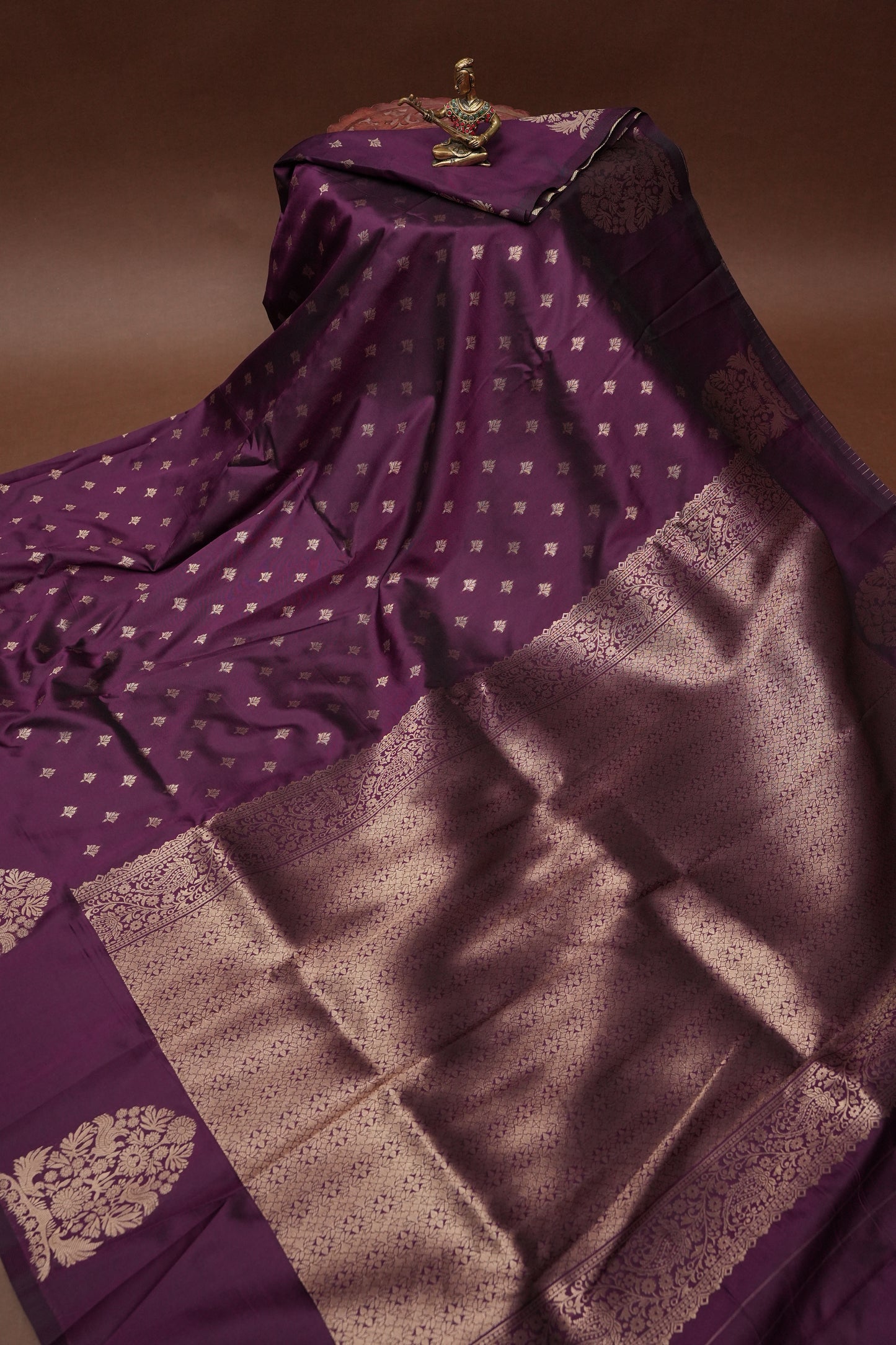 Deep Wine Semi Silk Saree with Turning Border & Rich Brocade Pallu-Silk Mark Certified.