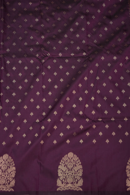 Deep Wine Semi Silk Saree with Turning Border & Rich Brocade Pallu-Silk Mark Certified.