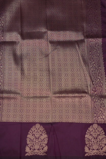 Deep Wine Semi Silk Saree with Turning Border & Rich Brocade Pallu-Silk Mark Certified.
