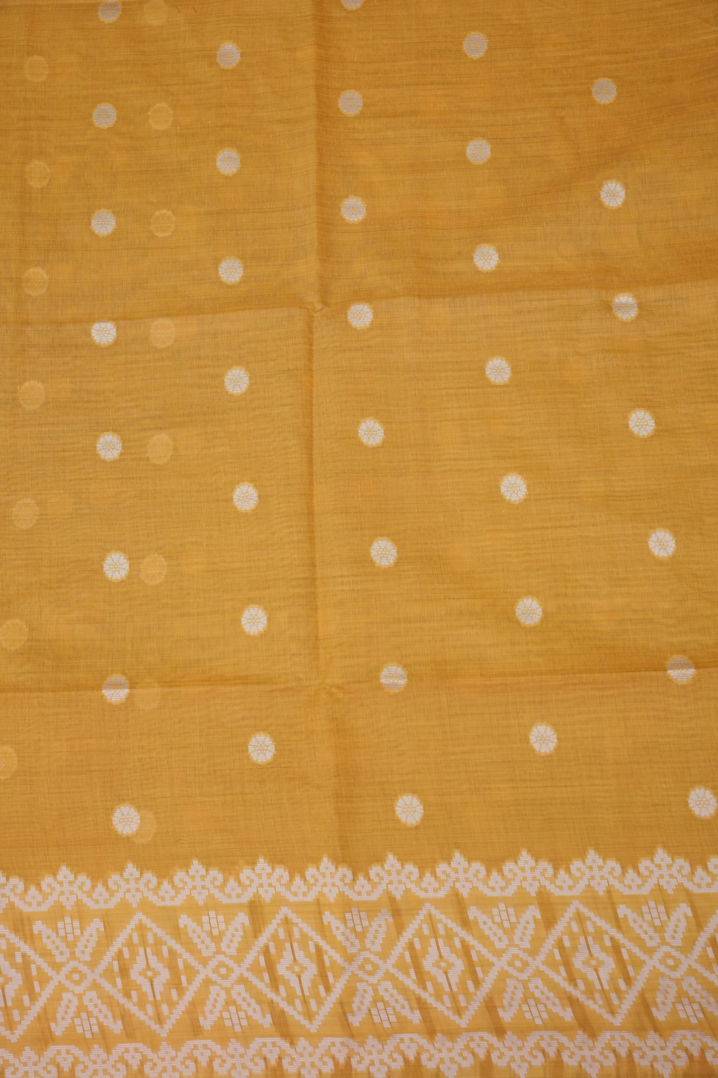 Yellow Jamdani Saree with Intricate White Woven Motifs