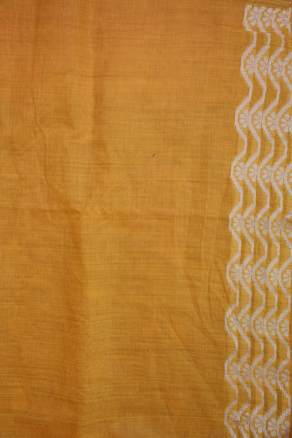 Yellow Jamdani Saree with Intricate White Woven Motifs