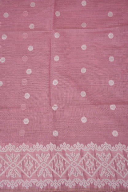 Pink Jamdani Saree with Intricate White Woven Motifs