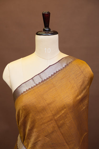 Mangalagiri Silk Cotton Saree - Burnt Mustard
