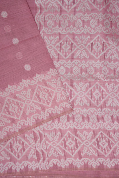 Pink Jamdani Saree with Intricate White Woven Motifs